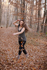 Image showing girl in the woods