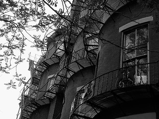 Image showing Unusual Round Building on Beacon Hill Sepia