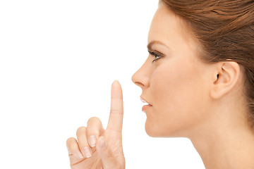 Image showing finger on lips