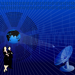 Image showing business communication concept, satellites transferring data sig