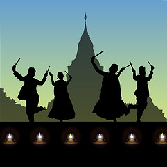 Image showing humans performing folk dance - dandiya , navratri festival