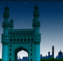 Image showing view of charminar, hyderabad, india, night time