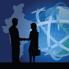 Image showing silhouette of business people showing business agreement