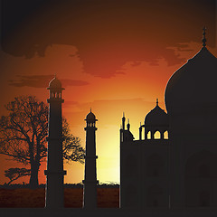 Image showing silhouette view of Taj Mahal, agra, India