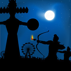 Image showing dasshera festival - the burning of the ravana