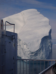 Image showing Boat going through icebergs, west Greenland.