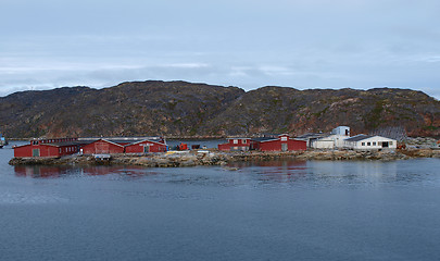 Image showing Greenland west coast in summer, a fishery.