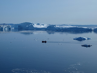 Image showing Fishing boat in Ilulissat Icefjord, Greenland.