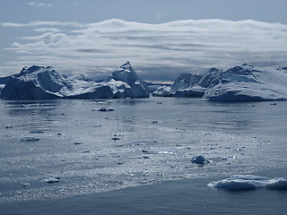 Image showing Icebergs Ilulissat south coast, Greenland.