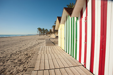 Image showing Colorful beach huts