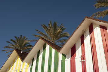 Image showing Colorful beach huts
