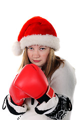 Image showing Young women with boxing gloves