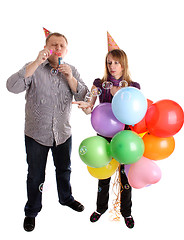 Image showing Happy Couple with baloons and bubbles