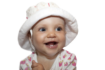 Image showing Little baby in panama smiling