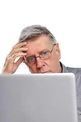 Image showing senior using laptop