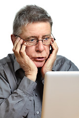 Image showing senior using laptop