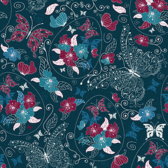 Image showing Seamless ester dark blue pattern