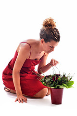 Image showing woman and flowers