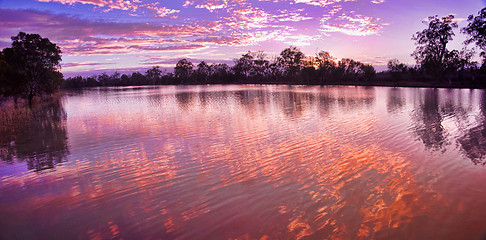 Image showing sunrise on the murray river