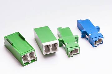 Image showing Group of fiber optic adapters SC and LS