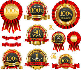 Image showing Vector set of 100% guarantee golden labels