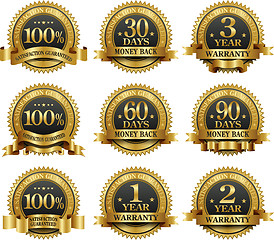 Image showing Vector set of 100% guarantee golden labels