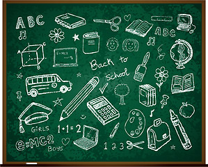 Image showing Set of school doodle illustrations