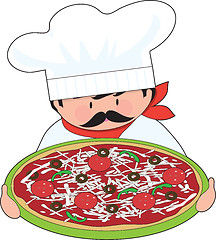 Image showing Chef and Pizza