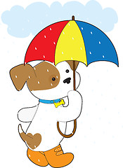 Image showing Cute Puppy in Rain