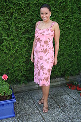 Image showing Beautiful lady in pink dress