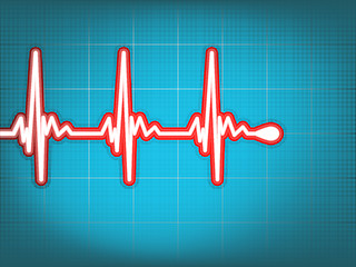 Image showing Heart cardiogram with shadow on light blue. EPS 8