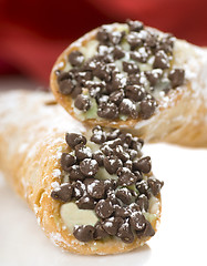 Image showing Cannoli with chocolate chips