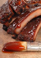 Image showing Delicious BBQ ribs with tangy sauce