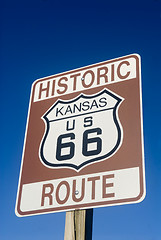 Image showing Historic Route 66 sign in Kansas