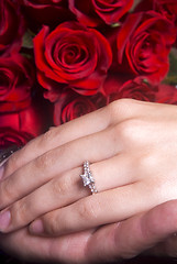 Image showing Husband and Wife hands showing Engagement ring