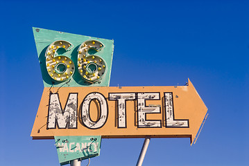 Image showing Route 66 motel sign from an abandoned motel