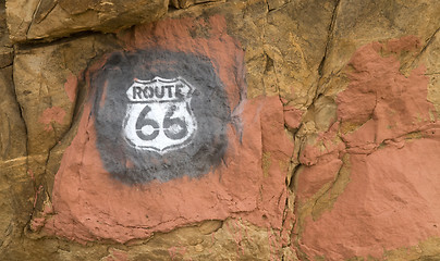 Image showing Route 66 sign painted on rocks in New Mexico