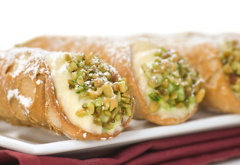 Image showing Platter of Italian cannoli