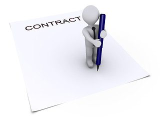 Image showing Person with pen about to sign contract