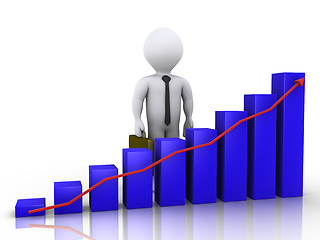 Image showing Businessman standing behind chart