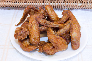 Image showing Plate of Deep Fried Chicken Wings