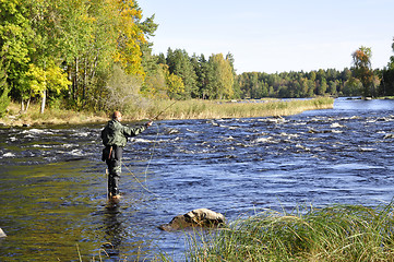 Image showing Fishing in river