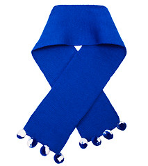 Image showing Blue wool knitted scarf
