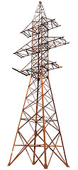 Image showing Large steel electric pole on a white