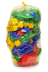 Image showing New plastic toy blocks in the bag