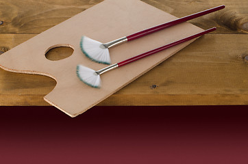 Image showing Painting brushes and art pallete