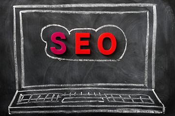 Image showing SEO on a blackboard