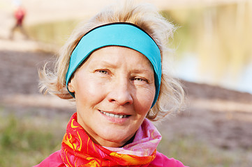 Image showing Autumn portrait of the sports woman 