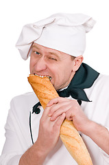 Image showing funny chef with loaf