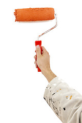 Image showing Orange paint roller